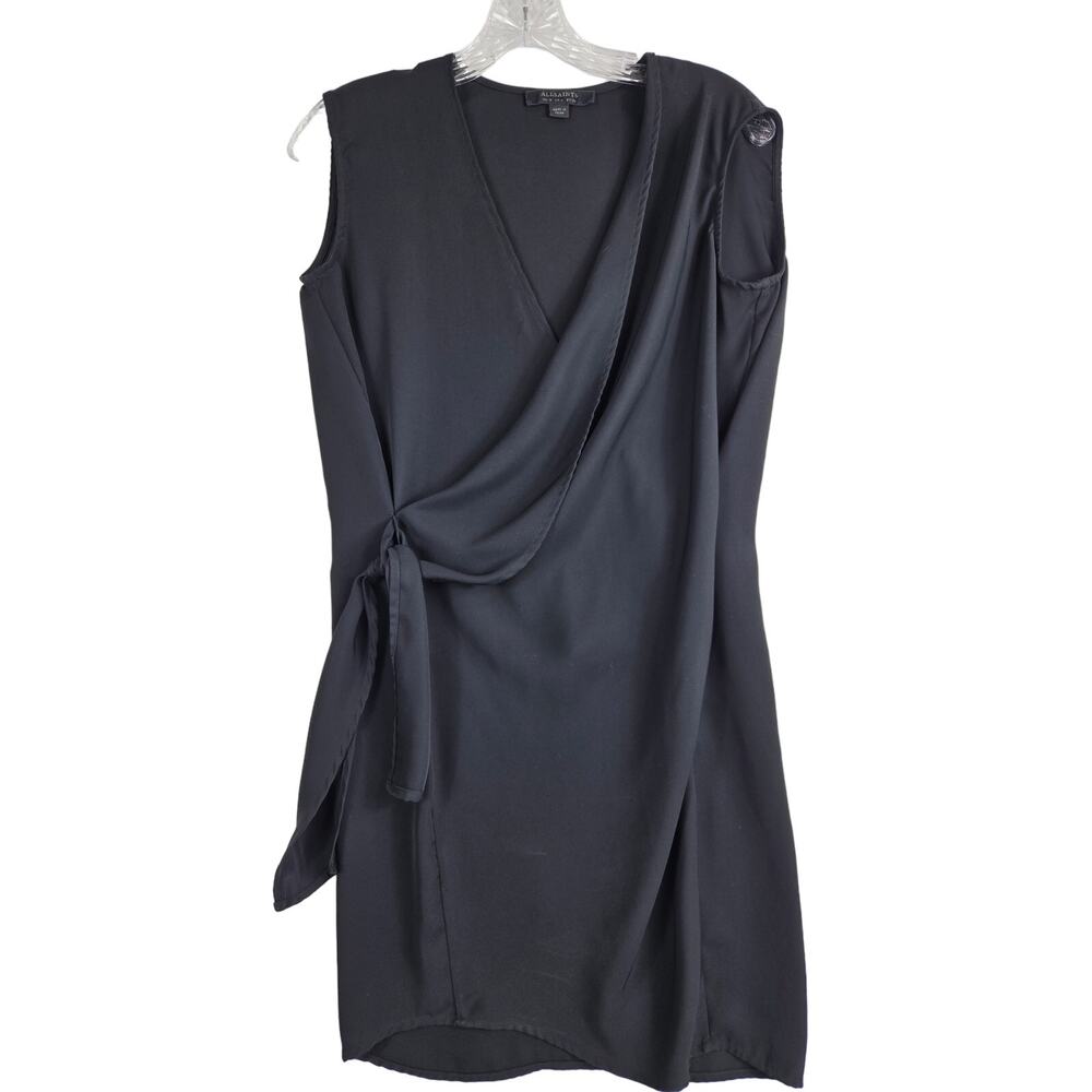 ALLSAINTS Callie Dress Faux Wrap Black Sleeveless Size 0‎ Minimalist  #738